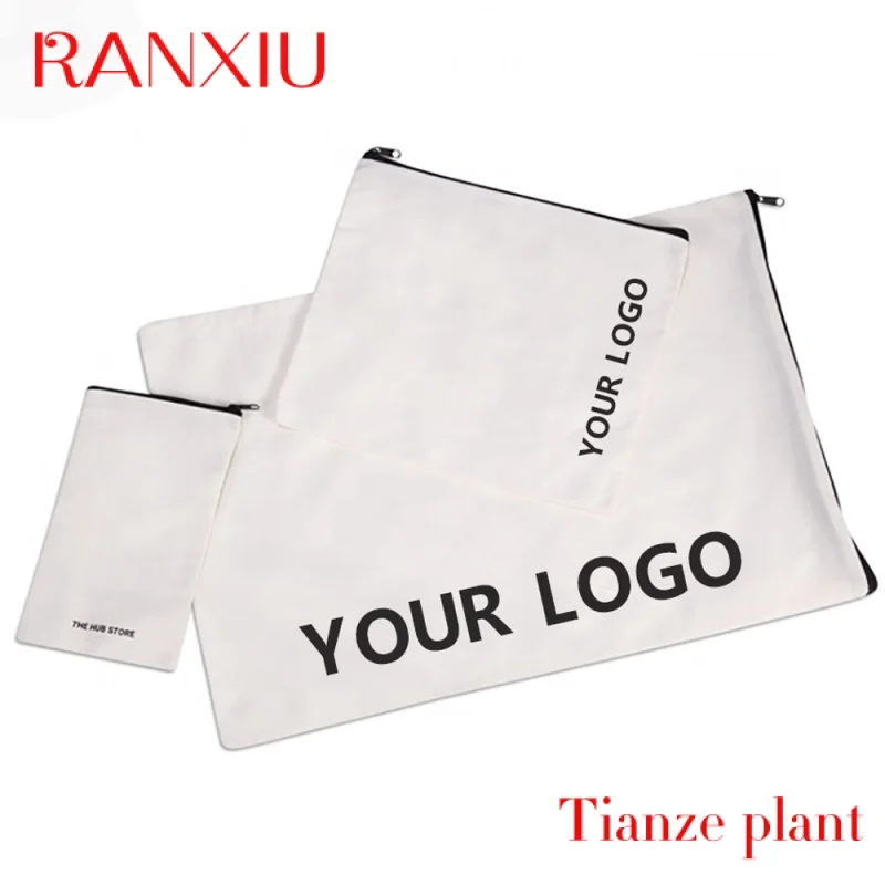 Custom Custom Printed Logo Canvas Pouch Personalised Zipper Top Cotton Fabric Canvas Pouch Bag For Cosmetic Packaging