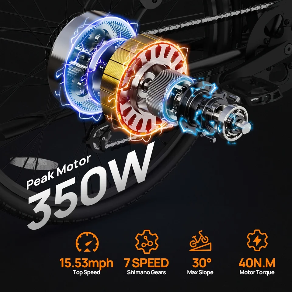 URLIFE E26 Commuter Electric Bicycle 26" Tires Peak 350W Front Dual Shock Absorber 48V 10.4Ah Lithium Battery 40‑60 Miles Long Range for City & Outdoor Ebike image 5