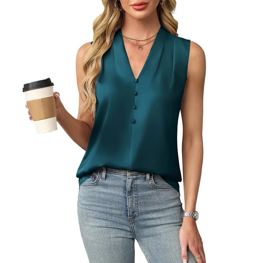 

T -shirt With Solid -colored Sleeves For Women, Summer Novelty, Simple And Elegant Women For Women, Versatile Office T -shirt