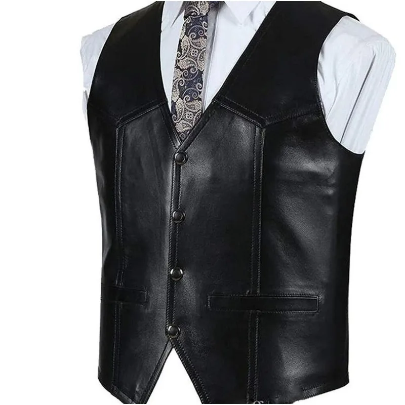 Mens Suit Vests Custom Made Leather Vests for Men Formal Leather Vests