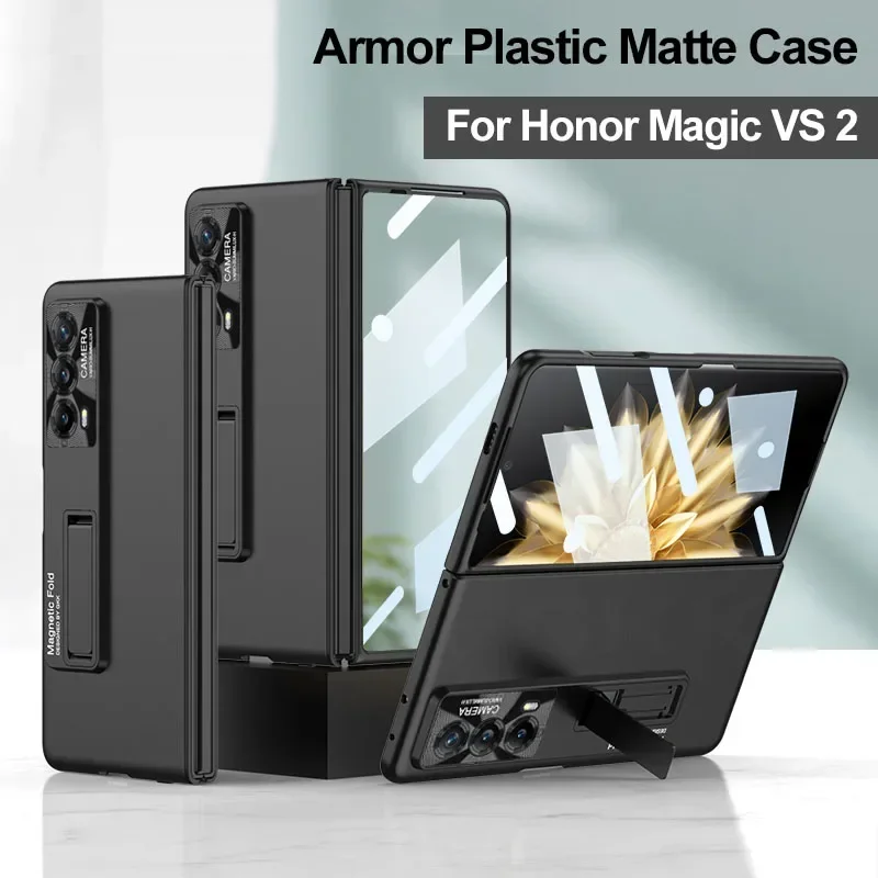 

RICKE Shockproof Armor Bracket Case For Honor Magic VS2 Front Screen Glass Lens Protective Matte Cover For Honor Magic VS2 Funda