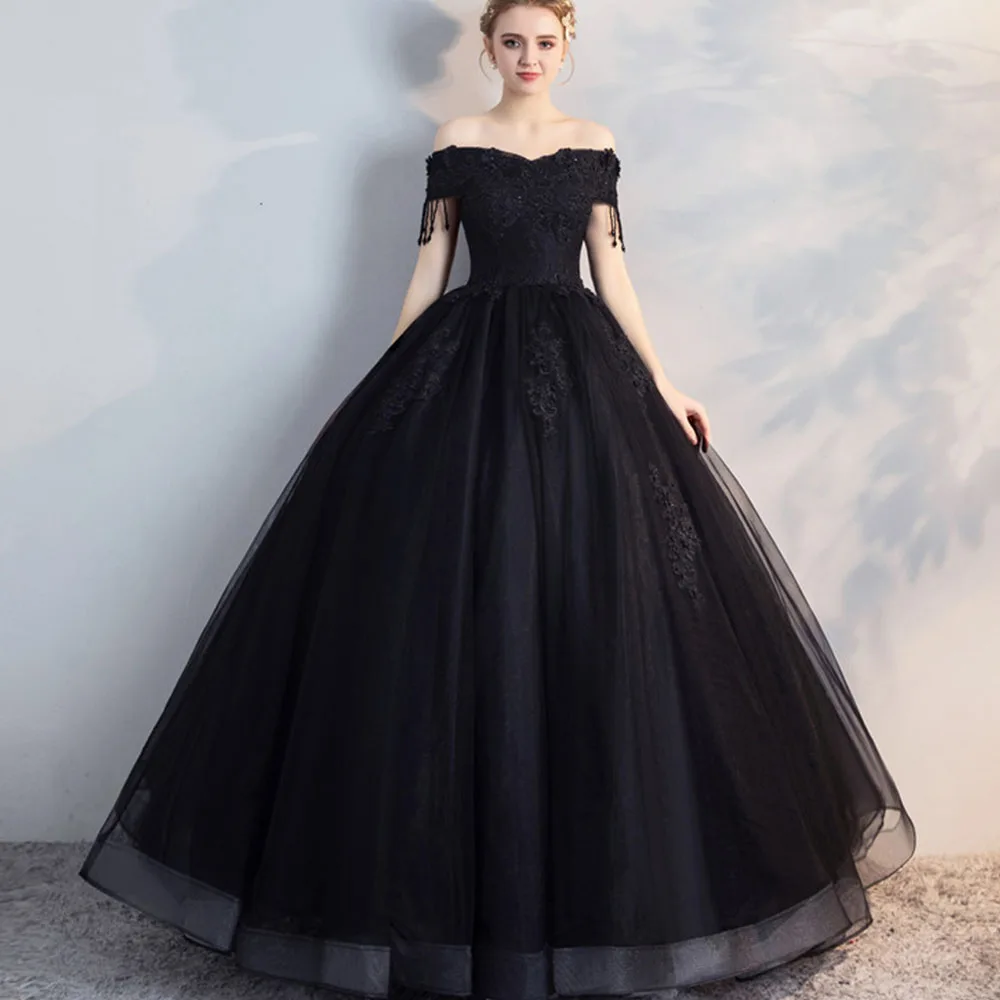 JEHETH Off the Shoulder sukienka na studniówkę koronkowe aplikacje z koralikami suknia wieczorowa dla kobiet niestandardowe zasznurować piętro długość szaty quinceanera