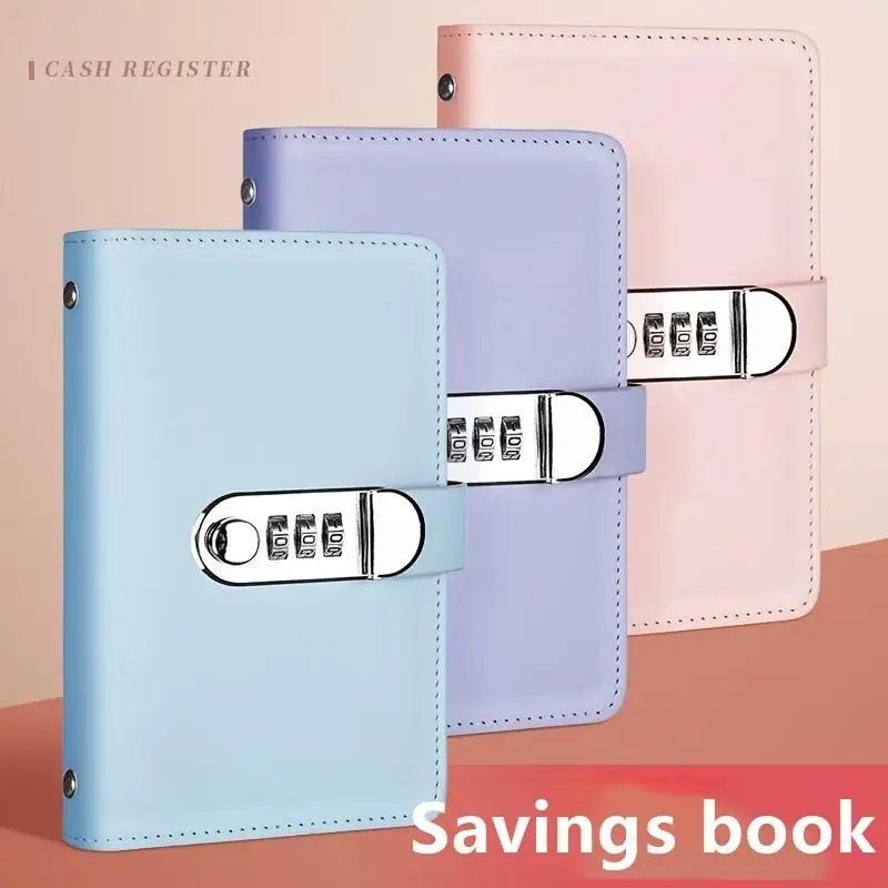 1Pc Password Lock Money Book with Combination Dial Secure Metal Clasp Cash Organizer for Students Office Travel Use Multiple