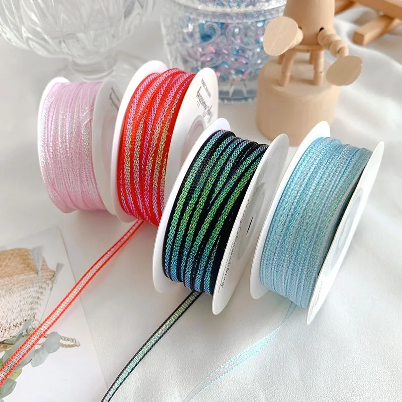 

3mm Fantasy Silk Ribbon Fine Silk Gift Packaging DIY Material Snow Cake Flower Bundle Colorful Ribbons