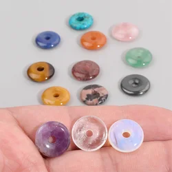15/18mm Natural Big Hole Round Stone Beads Flat Donut Shape Beads Fit Jewelry Making Women Earrings Necklace DIY Accessori 5PCS
