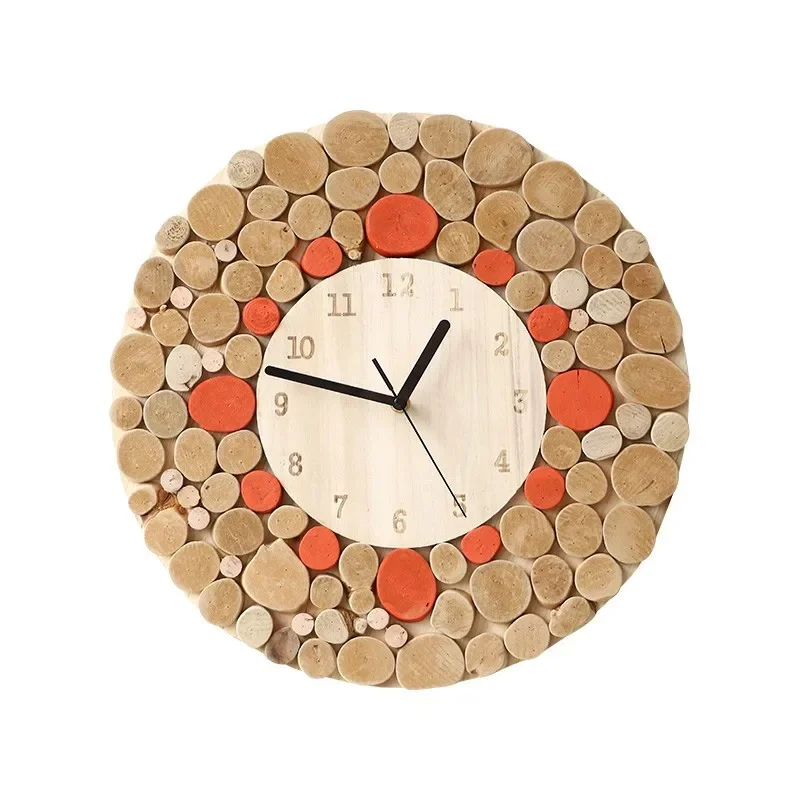 

Wooden wall clock, living room modern simple atmosphere Internet celebrity home fashion clock Nordic silent