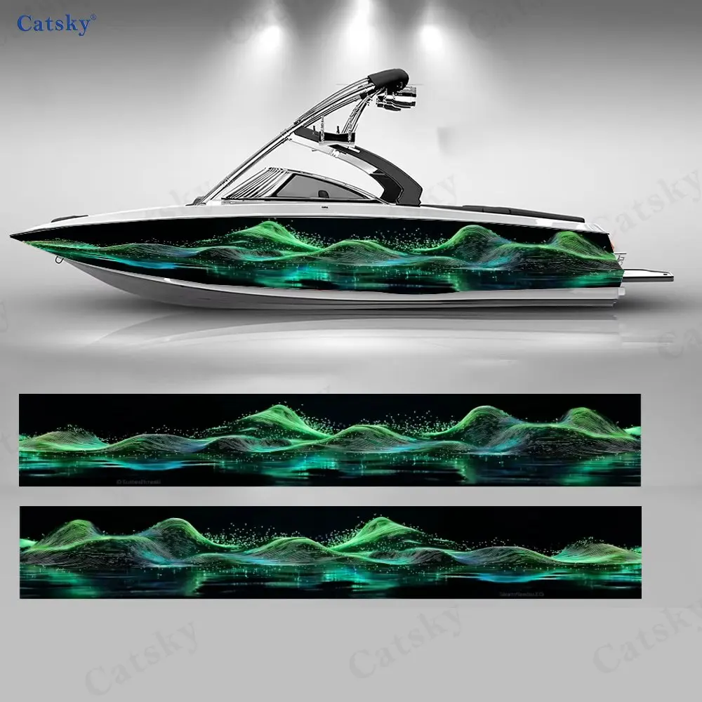 

Наклейка-графика для лодки | Дизайн «Зеленый свет горной ауроры» | Водонепроницаемый материал | Подходит для яхт и прогулочных судов