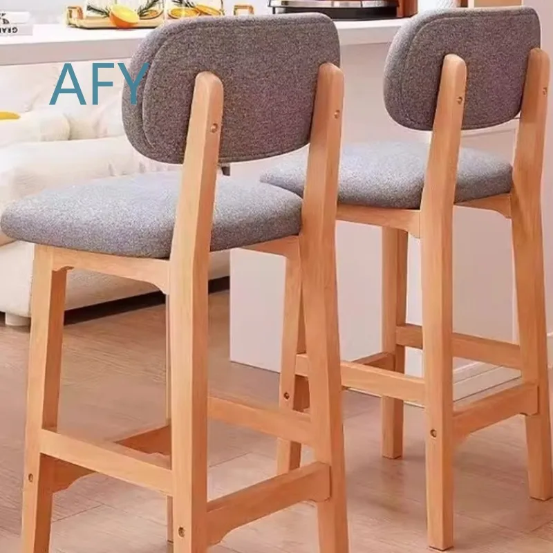 Solid Wood Bar Stool for Home Commercial Use Adjustable Swivel Height Nordic Modern Minimalist Counter Stool for Kitchen