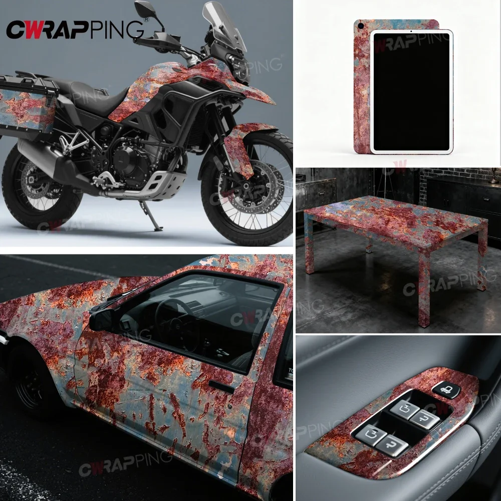 Autoaufkleber Vinyl Wrap für Auto Rostige Textur Kratzfest Vintage Tuning Autozubehör Selbstklebende Folie Motorrad