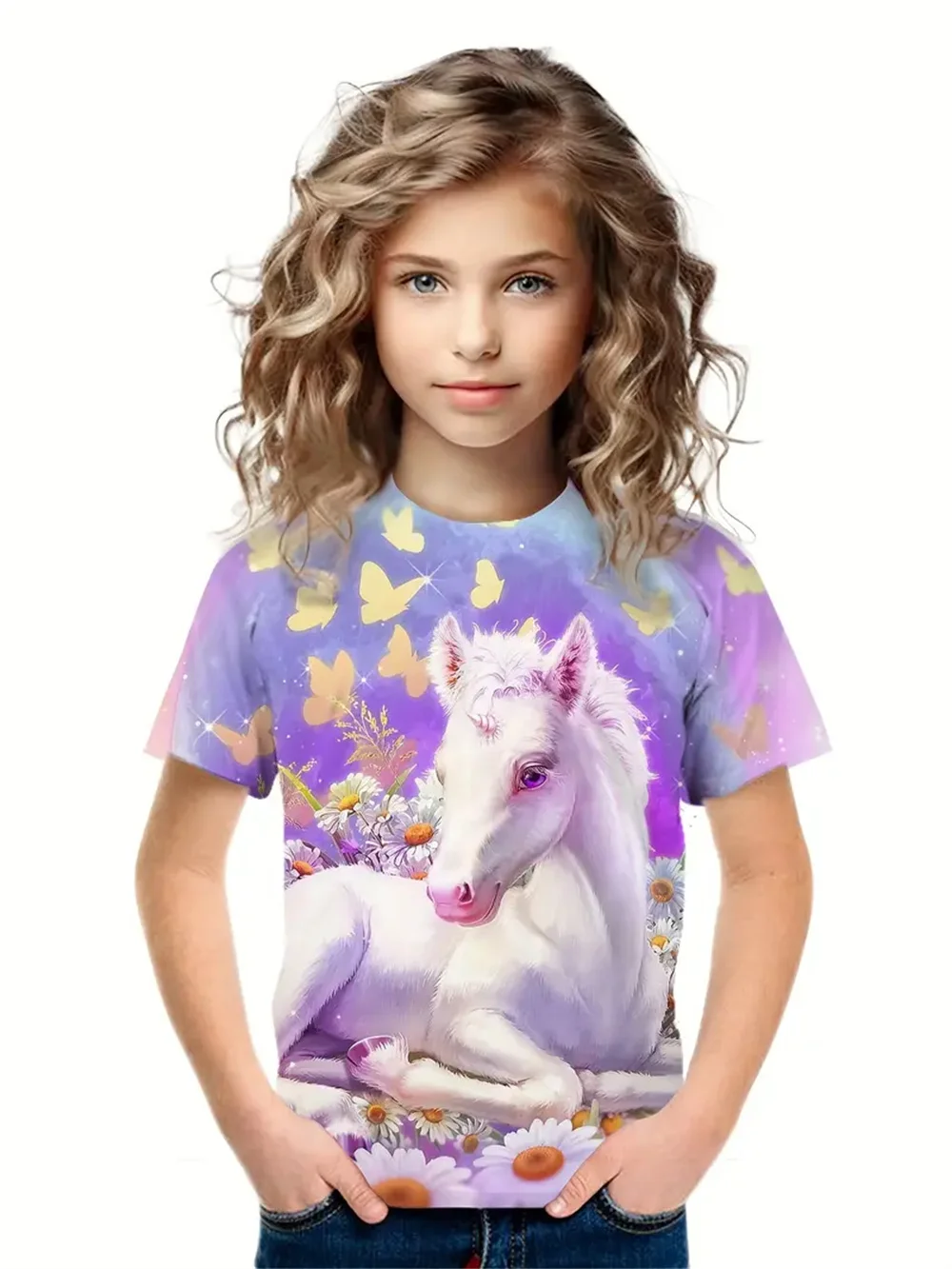 Mädchen T-Shirts Sommer 3D-Druck Mode kurz ärmel ige Tops lässige T-Shirts Mädchen Kleidung Kinder T-Shirts Kinder kleidung