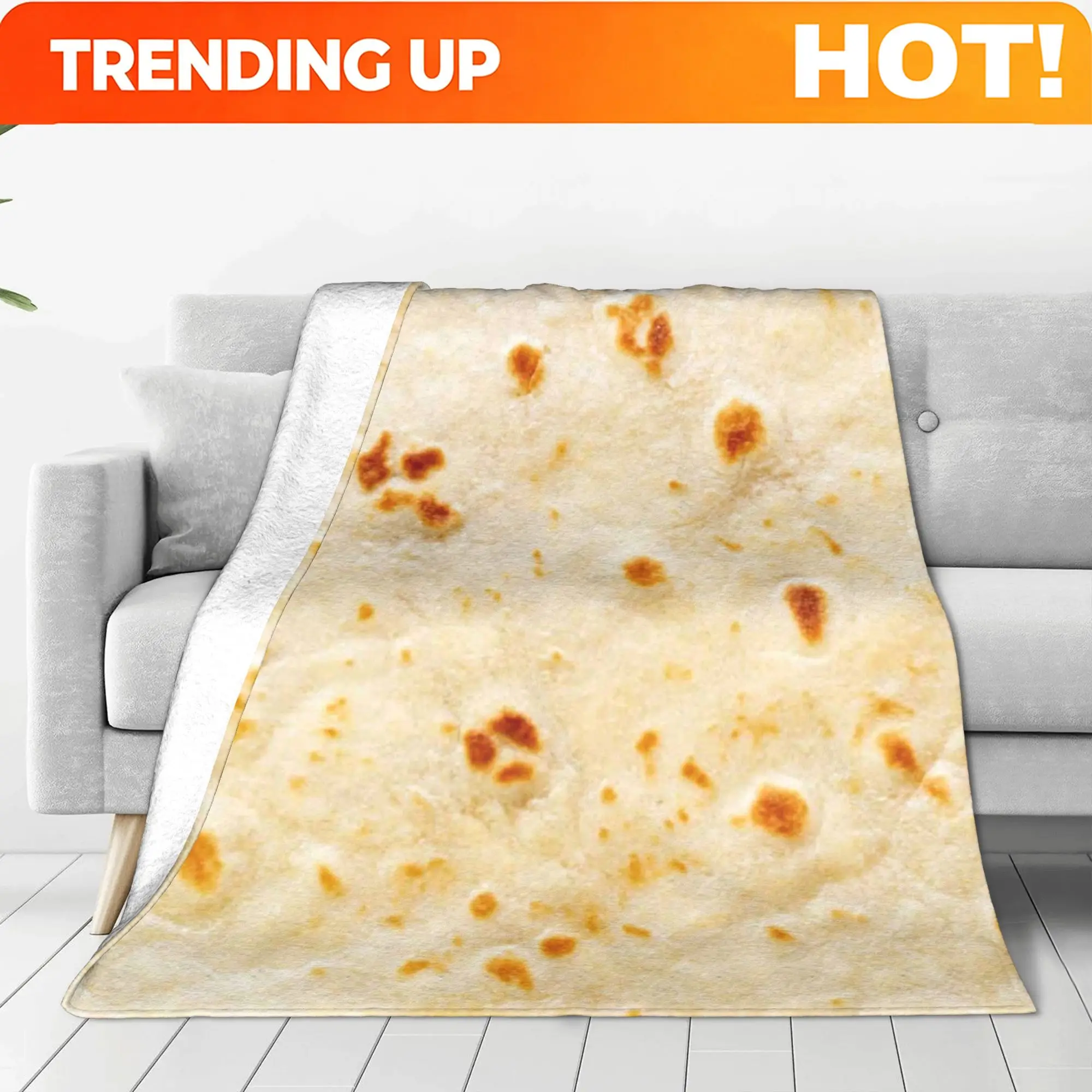 Customize CUVKM Tortilla-Themed Ultra-Soft Blanket Suitable for Office Nap & Bedspread, Single-Sided Tortilla Print Bedspread, M