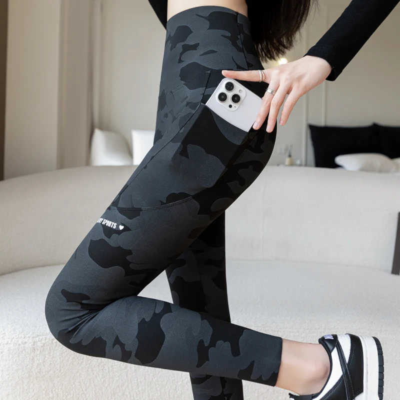 Pantaloni mimetici alla moda Double Ket Arkskin a vita alta Fitn Yoga Esercizio da corsa di grandi dimensioni primavera estate da donna