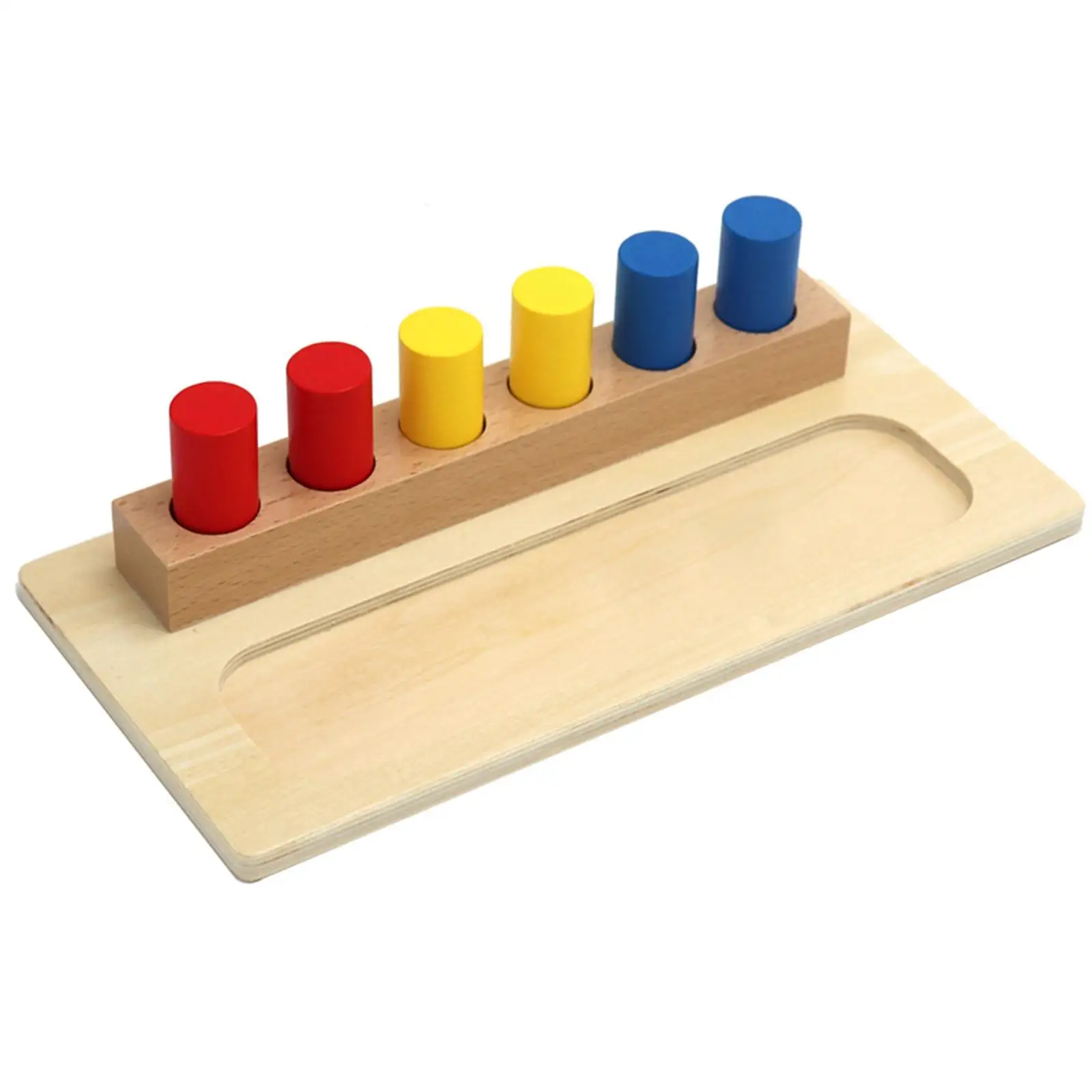 Kids Educational Building Blocks Montessori Peg Toys Wooden Colored Cylinder Base Baby Toy Hand Eyes Training Motor Skills Early