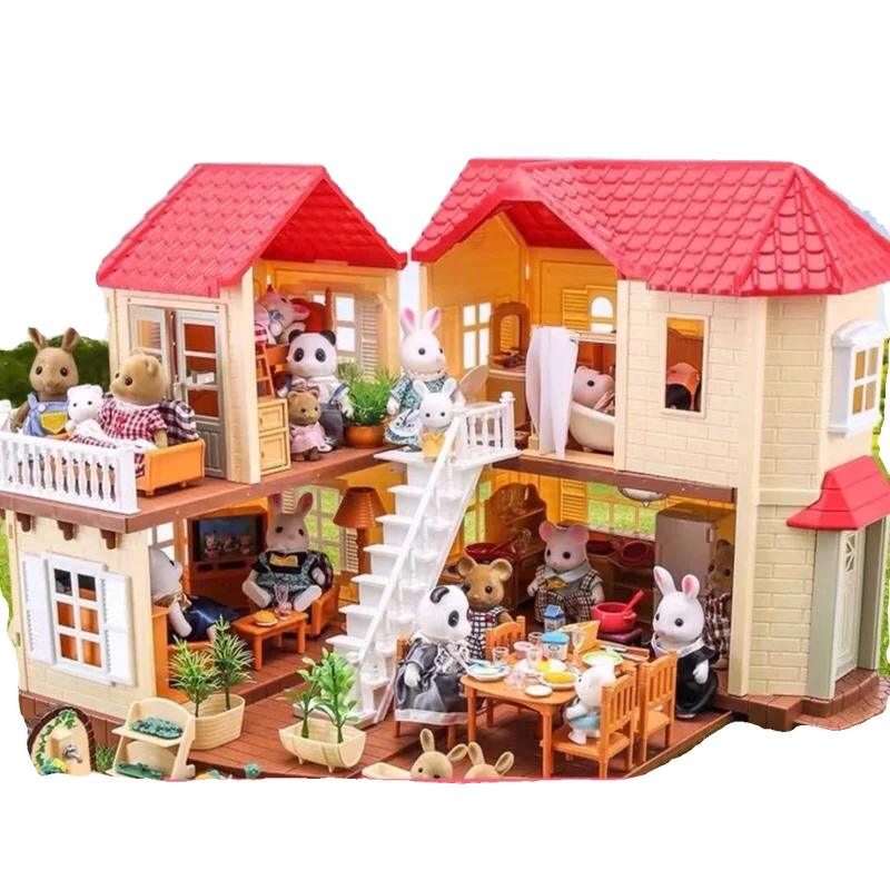 Senbeier-Família Iluminação Casa Grande, Garota da Floresta Simulação, Brincar Brinquedo, Sala de Bonecas, Presente de Aniversário Infantil, Autêntico, Novo, 2024