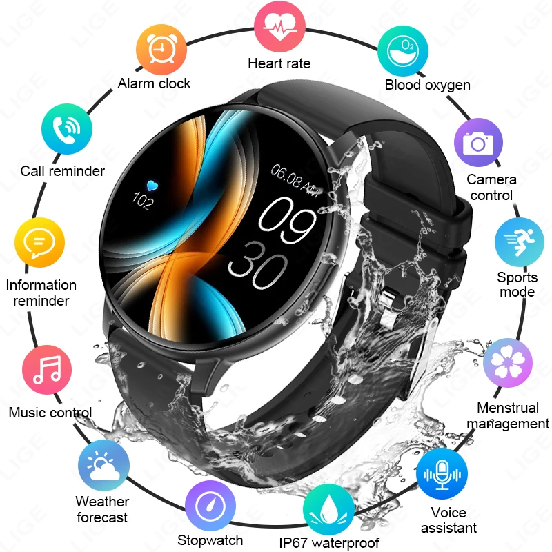 

New Women Bluetooth Call Smart Watch Heart Rate Blood Oxygen Monitoring Smartwatches Waterproof Men Sports Smartwatch Calculator