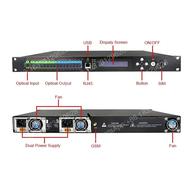Mejor Precio EDFA de 8 Canales CATV 1550nm 19/22/23dBm EDFA FTTH SC APC UPC 1U Red CATV WDM de Fibra Óptica de 8 Puertos