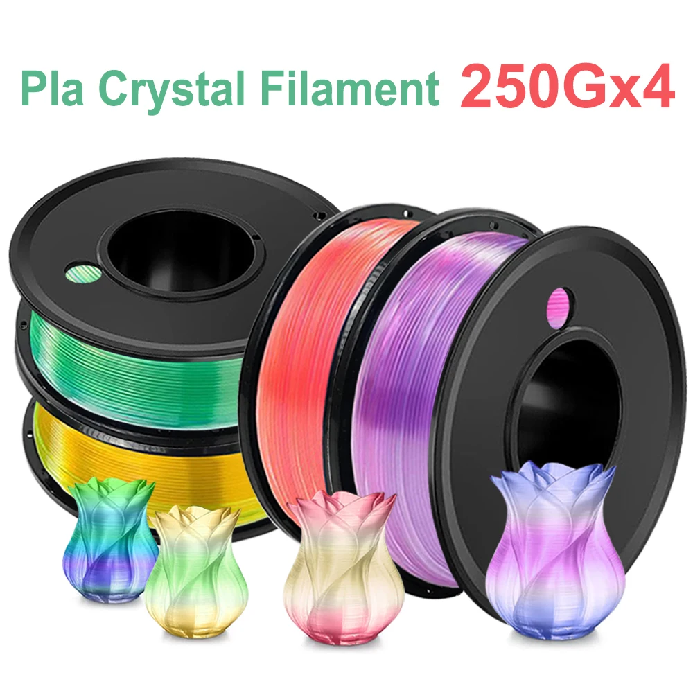 

250Gx4 Pla Crystal Gradient желто-оранжевая нить 1,75 мм прозрачная фиолетовая красная градиент Pla синий зеленый материал 3D-принтера 1 кг