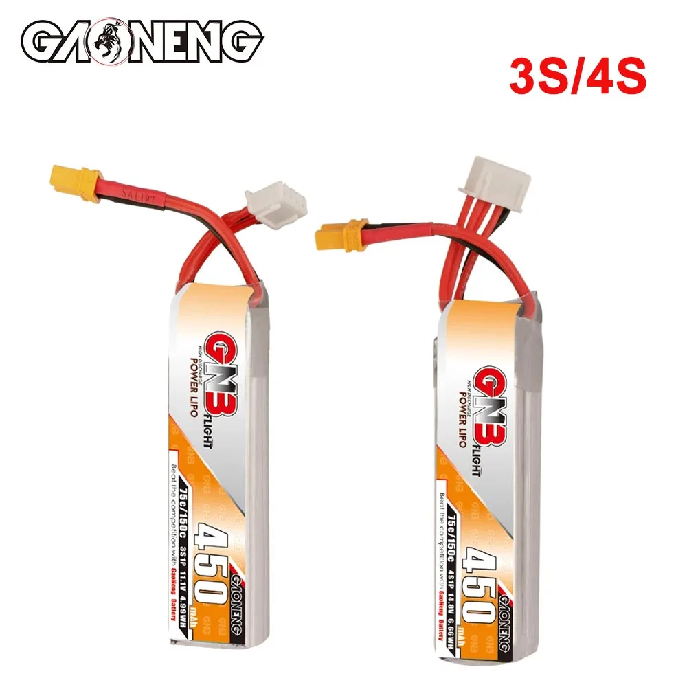 

GNB 3S 4S 450mAh 75C 11.1V 14.8V Lipo Battery For Long Type Cine Whoop Cinelog Cinewhoop Indoor FPV Spare RC Parts Beta75X