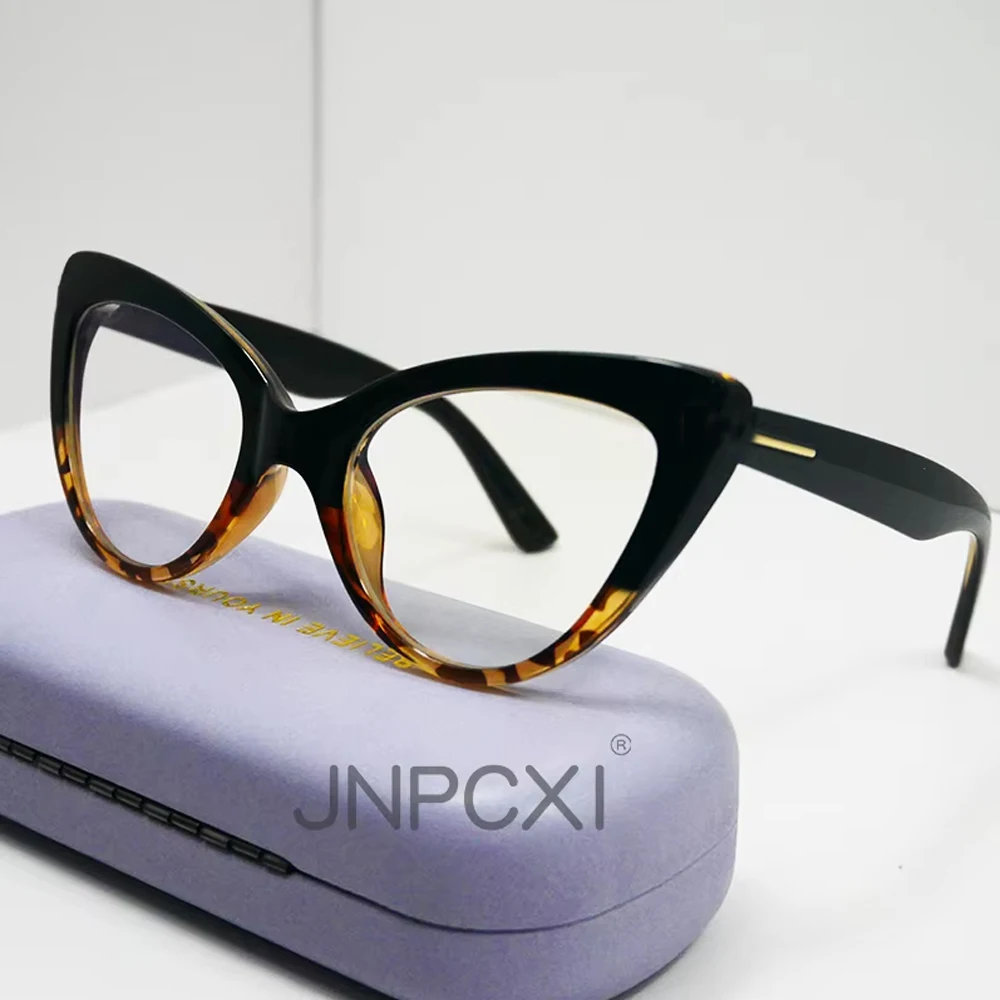 JNPCXI-gafas con imagen Real para mujer, montura antirayos azules, gafas para miopía a la moda, gafas graduadas para ordenador con forma de ojo de gato