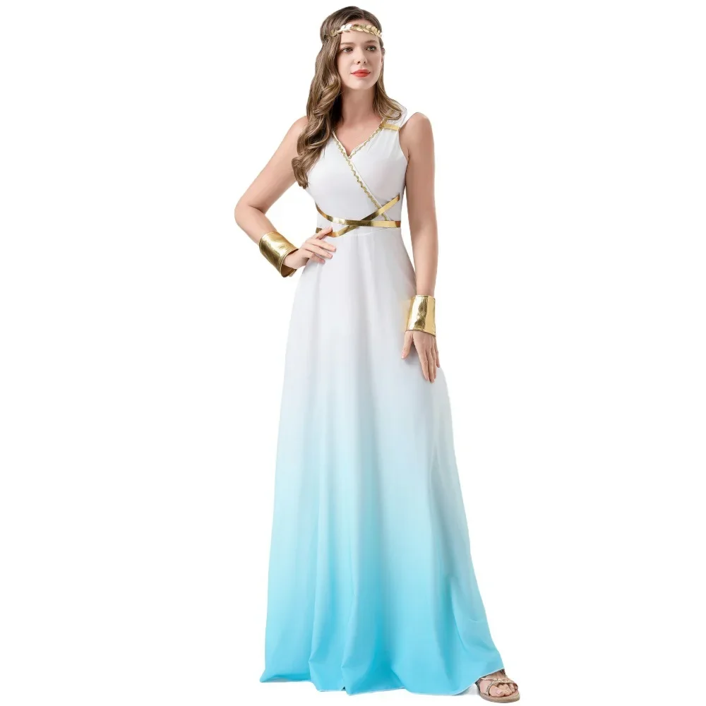

Robe de déesse grecque pour femmes, longue robe de Cosplay Sexy, reine Cléopâtre, Costume de spectacle de carnaval d'halloween
