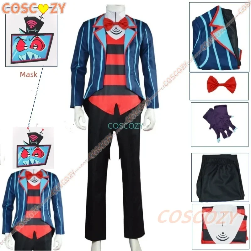 Herr. Vox Anime Hazbin Vox Cosplay Kostüm Anzug Spielzeug beängstigend Dämon Kleidung Vox Uniform Cosplay Halloween Rolle Party Mann Outfits Masken