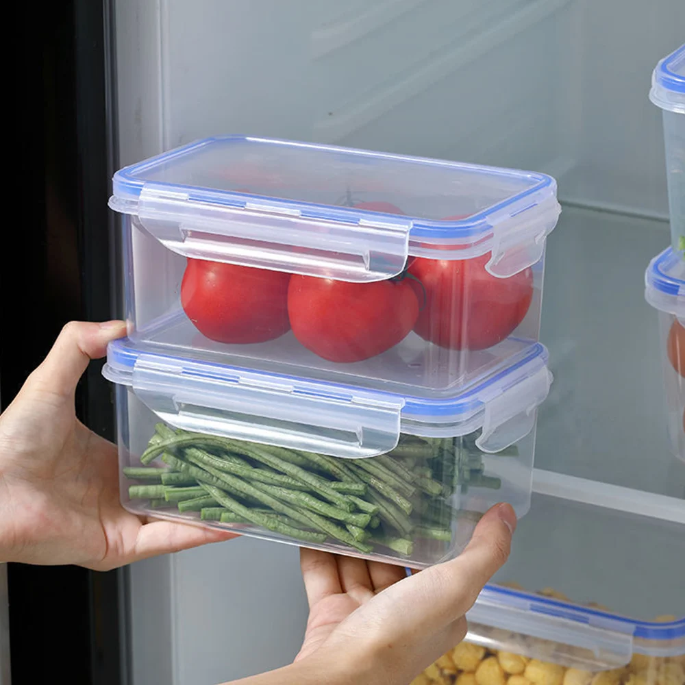 1-5 PCS Airtight Food Storage Containers Rectanglular Plastic Box Freezer & Microwave Safe, Kitchen Fridge Organizer Crisper Box