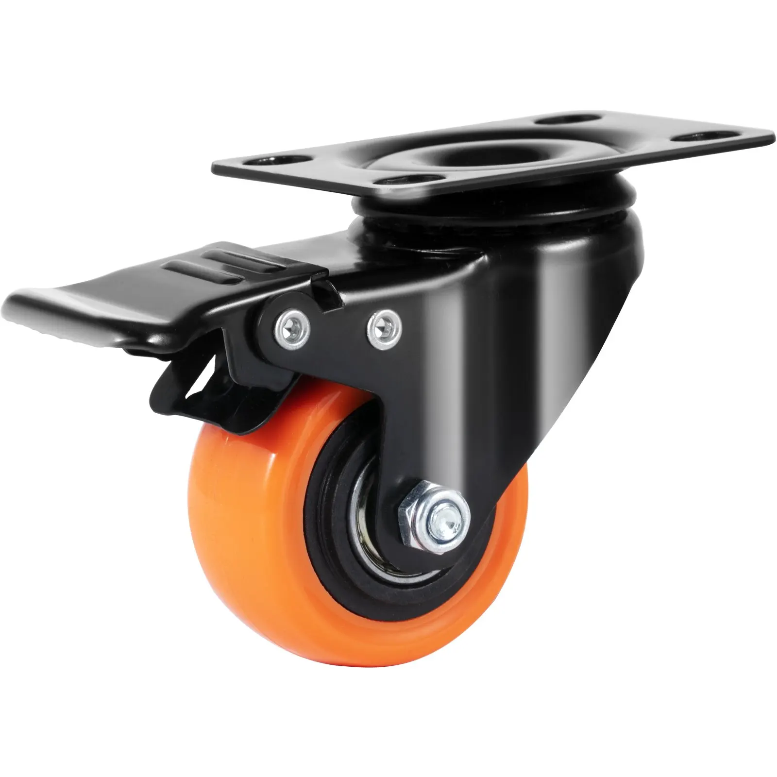 Caster Wheels, 2-inch Swivel Plate Casters, Set Of 4, With Security Dual Locking No Noise PVC Wheels, Heavy Duty 150 Lbs Load