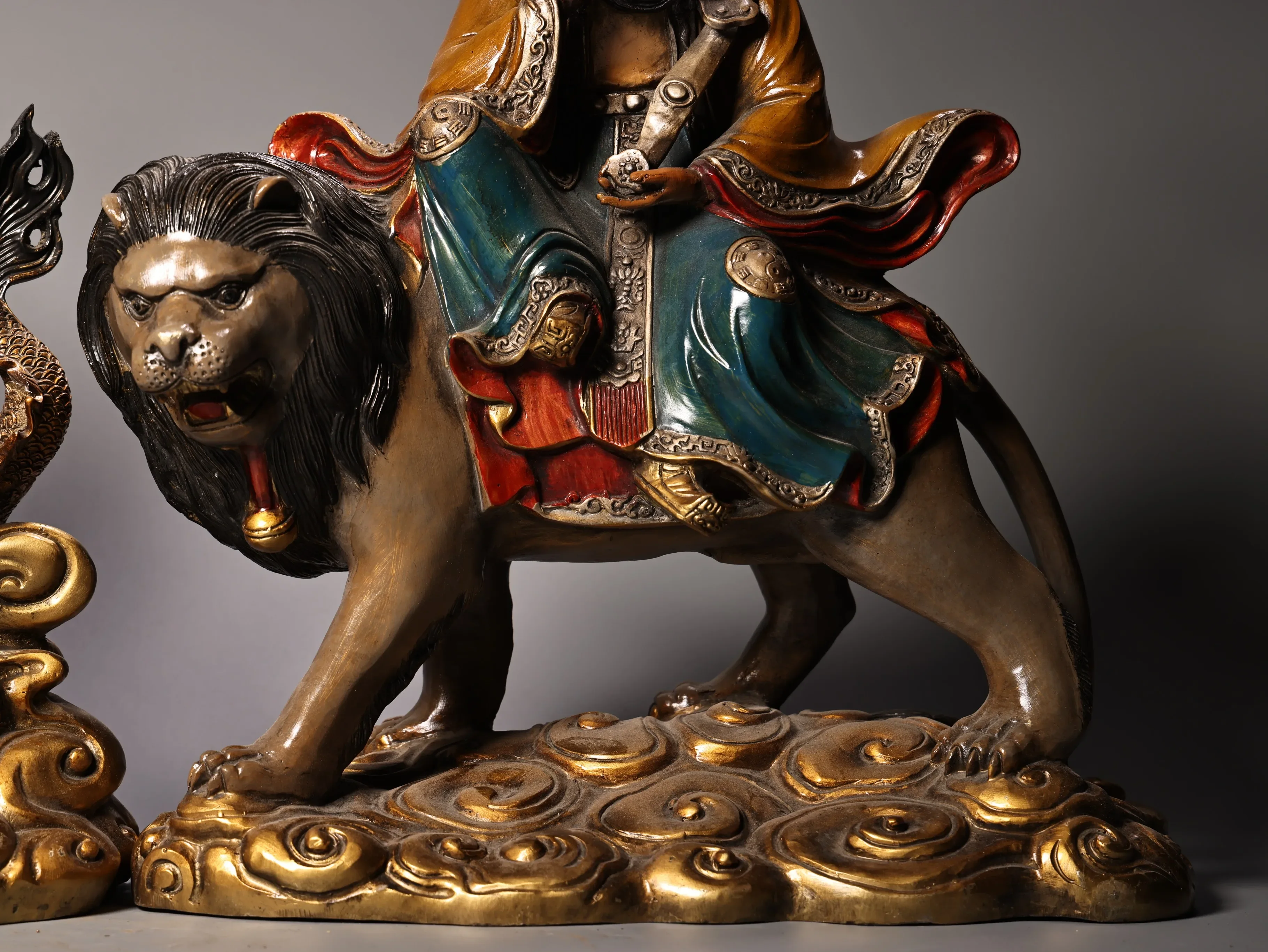 

Bronze Painted Grandmaster Sanqing Patriarch Lord Lao Zi Taoism Ancestors Worship Hall