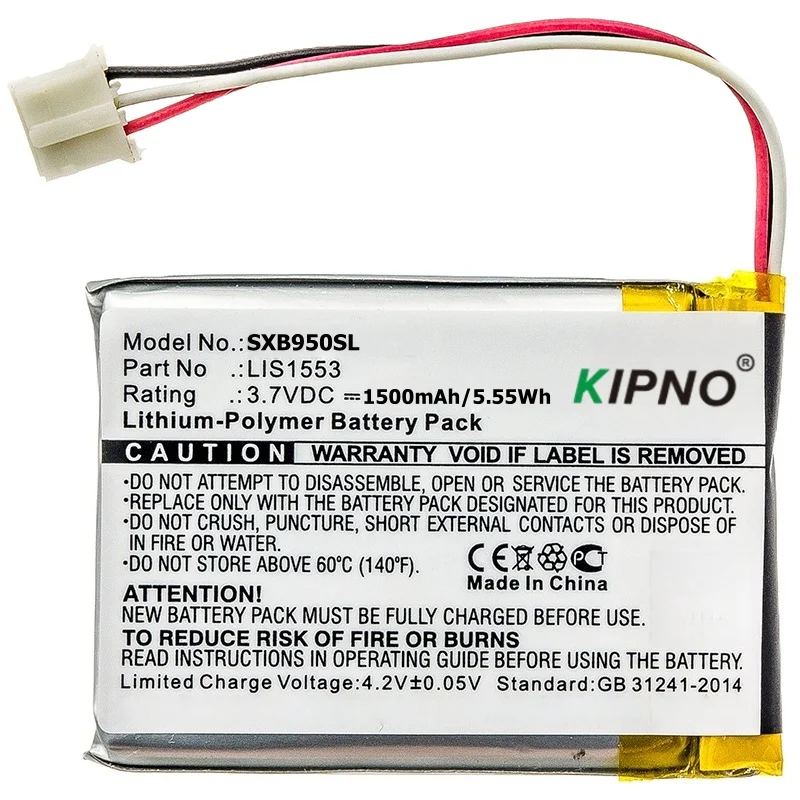 Литий-полимерный аккумулятор динамика для Sony, 3,7 В, 1500 мАч, MDR-XB950N1 WH-CH700N SRS-WS1 SRS-X1, LIS1553(SY6) A-2215-026-A LIS1553HNPCS Литий-полимерный аккумулятор динамика для Sony, 3,7 В, 1500 мАч, MDR-XB950N1 WH-CH700N SRS-WS1 SRS-X1, LIS1553(SY6) A-2215-026-A LIS1553HNPCS