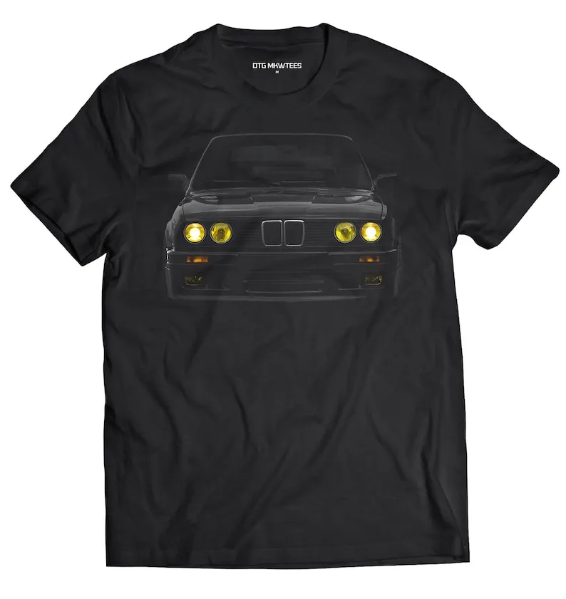Beemer E30 Yellow Headlights T-Shirt Cotton Holiday Gift Christmas Birthday Present TShirt Cotton Tee Shirt