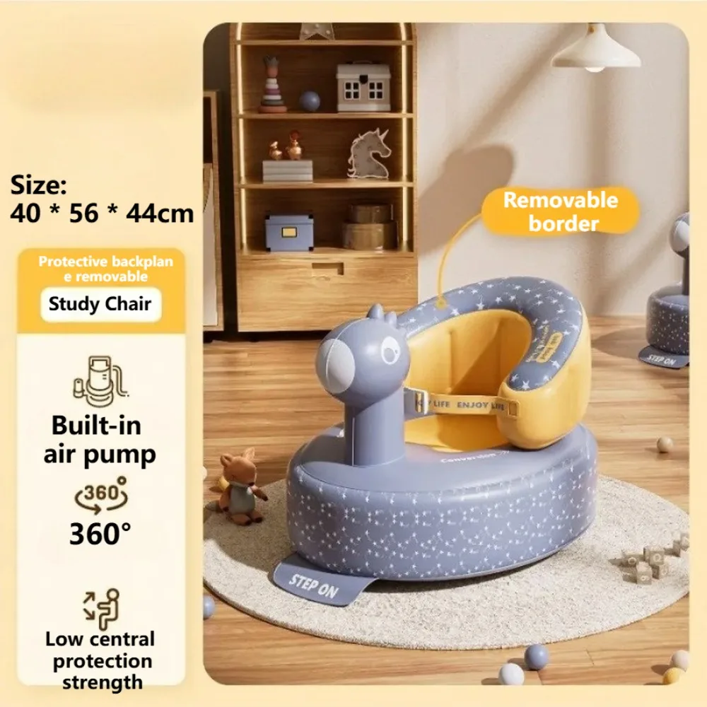 Inflatable Baby Seat for Babies Floor Seat for Sitting Up Cute Animal Bath Seat for Infants Blow Up Chair with Built in Air Pump view 2