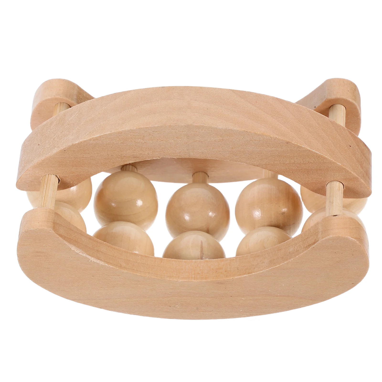 أداة تدليك الظهر الخشبية ذات الصف المزدوج 10 خرزات، استرخاء العضلات اليدوي، محمولة باليد للمنزل والمكتب والسفر وراحة الجسم