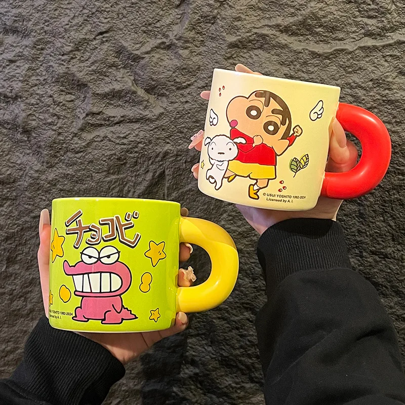 Cute Anime Cartoon Crayon Shin-Chan Waniyama Action Kamen Ceramic Cup for Girls Cute Large Capacity Home Office Coffee Cup Gifts