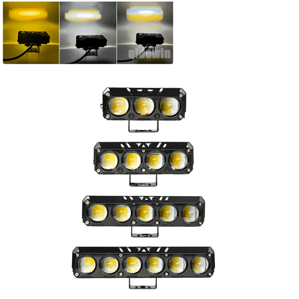 Motorrad LED-Scheinwerfer Zweifarbiges Fern-/Abblendlicht Nebelscheinwerfer für Auto LKW SUV UTV 12V 24V Mini-Linsen-Scheinwerfer Fahrlicht