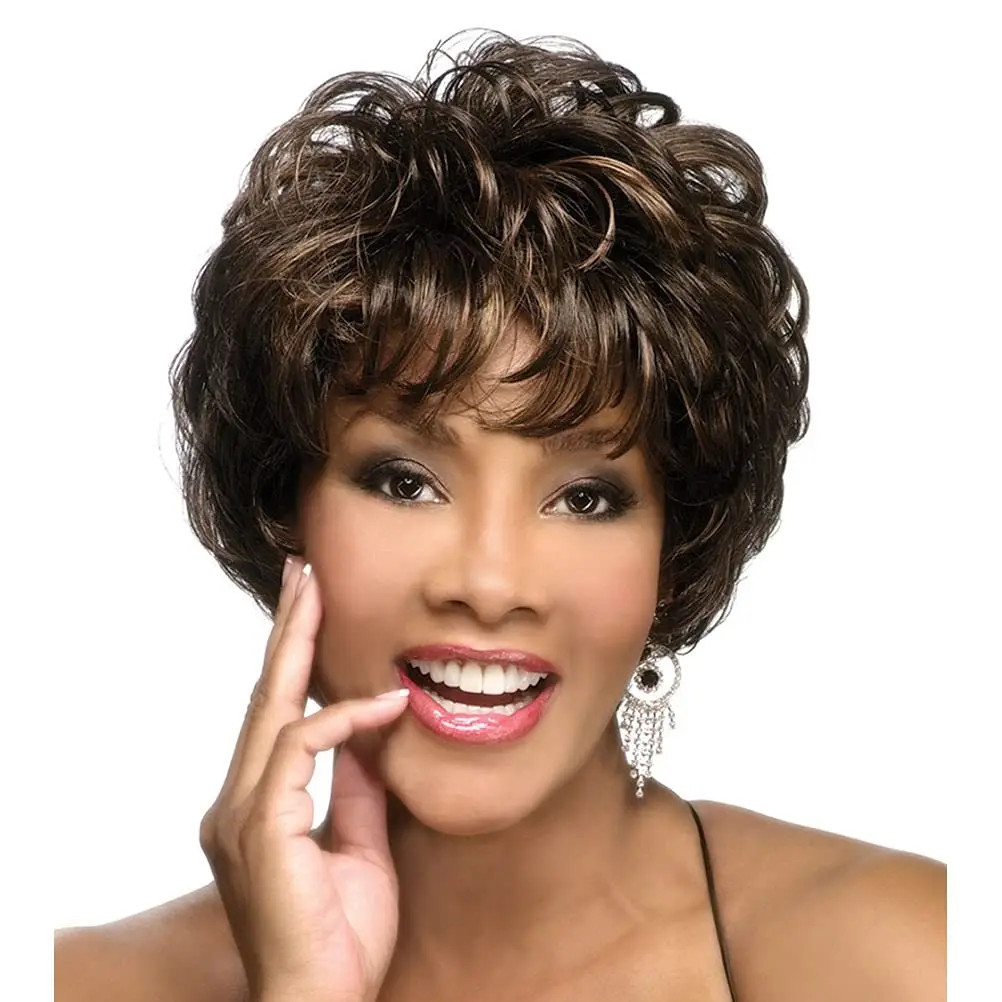 Short Curly Syntheic Wig Natural Short Haircuts for Women Synthetic Short Wigs Black Brown Wig For Women