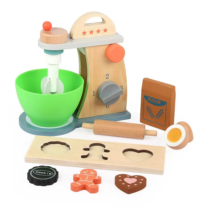 Children Role Play Wooden Kitchen Toy Simulation Flour Machine Pretend Play Kitchenware Toy