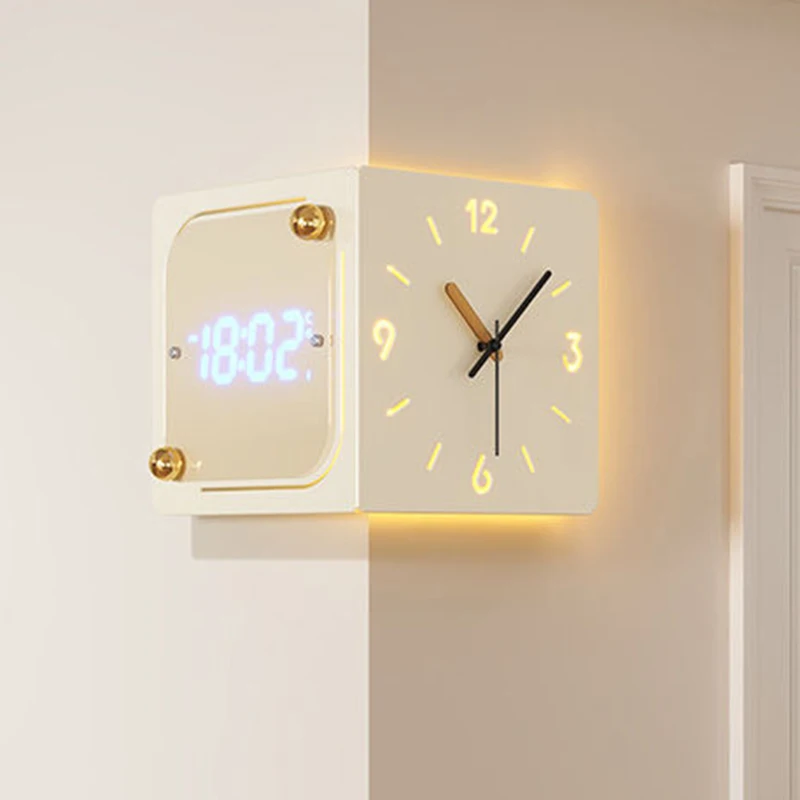 Minimalist LED Digital Quartz Wall Clock Noiseless Luxury Stylish Alarm Clock for Bedroom Living Room Home Decor