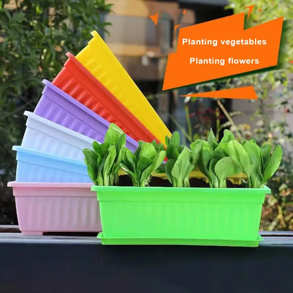 Flowerpot Durable Flower Pot Rectangular Indoor Vegetable Growing Box with Capacity for Herbs Vegetables Durable Garden for Home