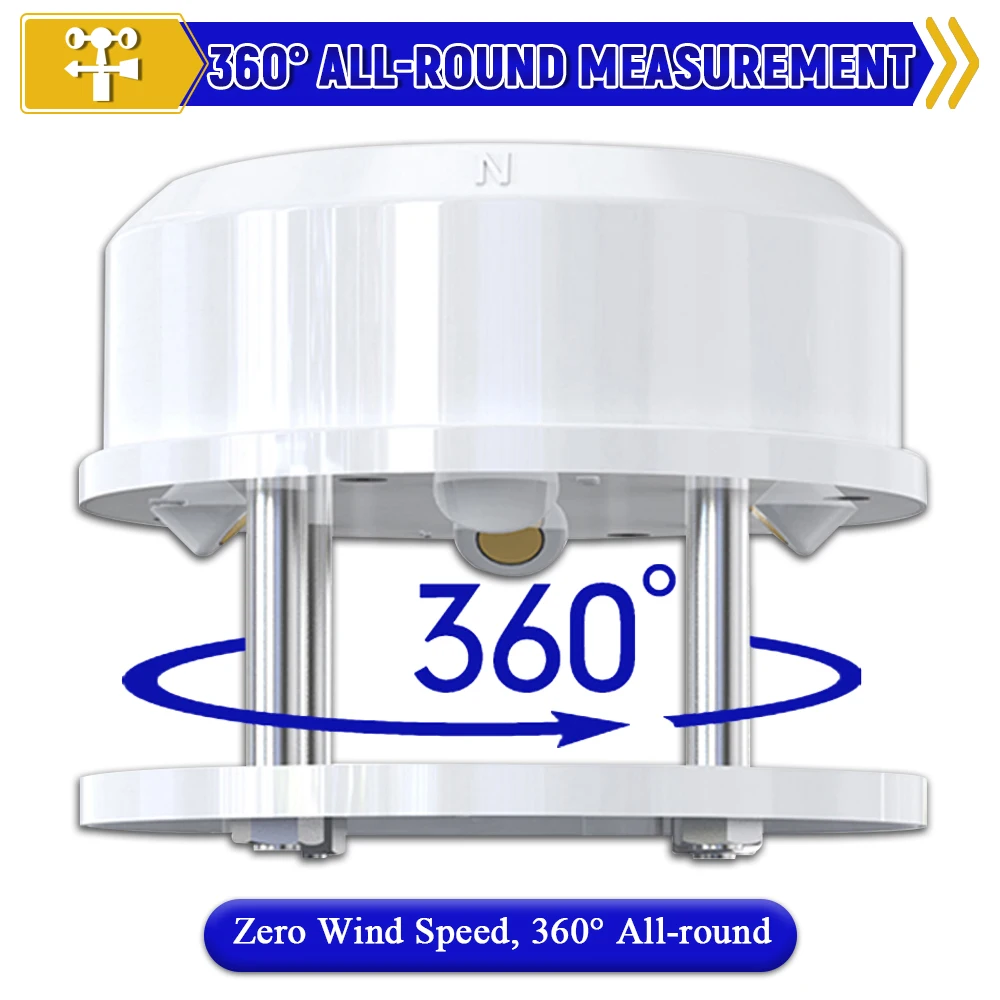 0~60m/s Ultrasonic Wind Speed Wind Direction Sensor Module with 7 Inch Display 360° Integrated Weather Station Transmitter