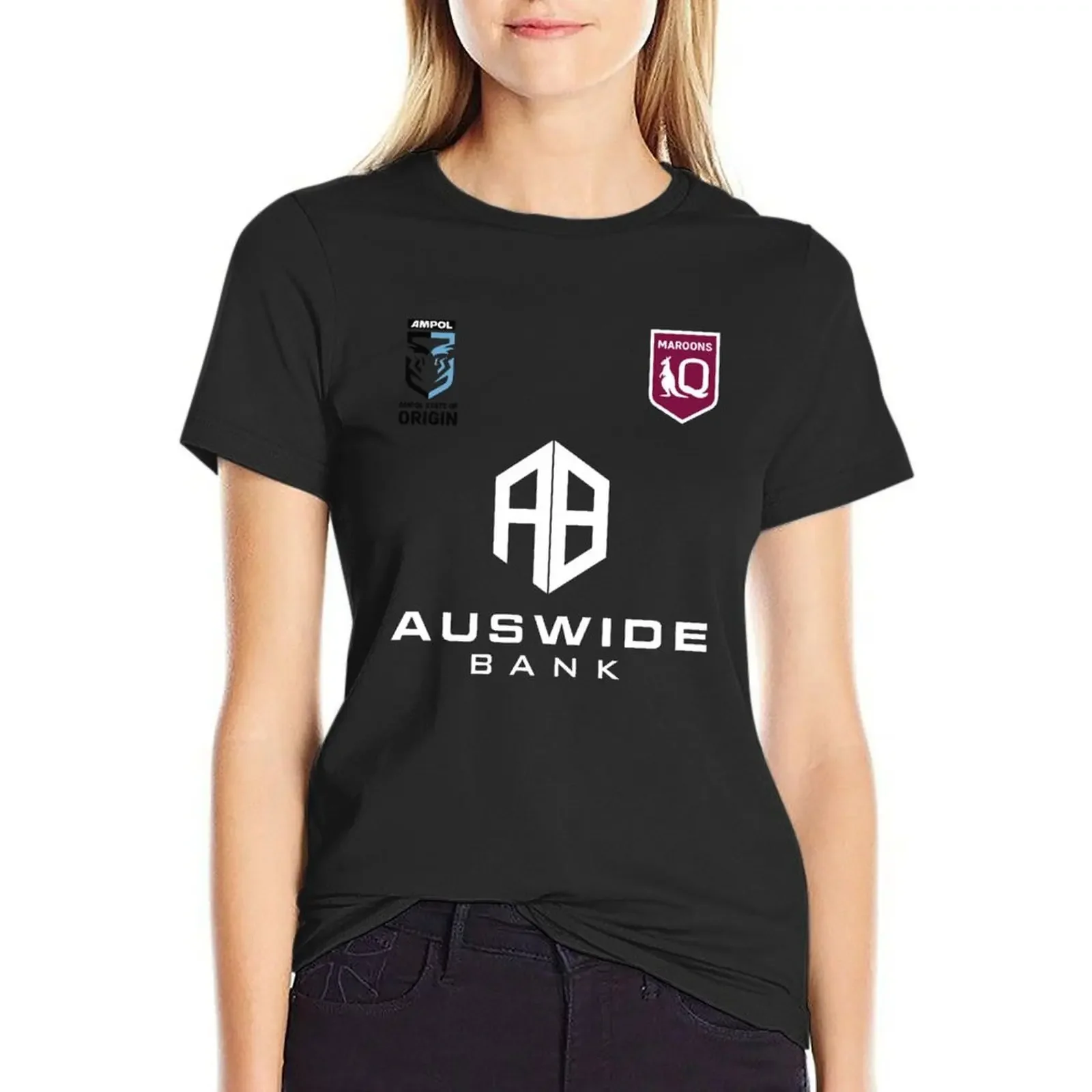 

QLD Queensland Maroons T-shirt anime clothes graphics tees black t shirts for Women