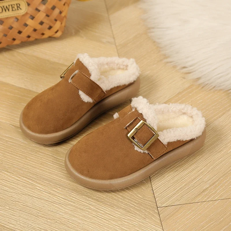 

Winter Children Warm Plush Slippers Fashion Soft Bottom Kids Simple Mules Shoes Versatile Causal Girls Cotton Slippers Non-slip