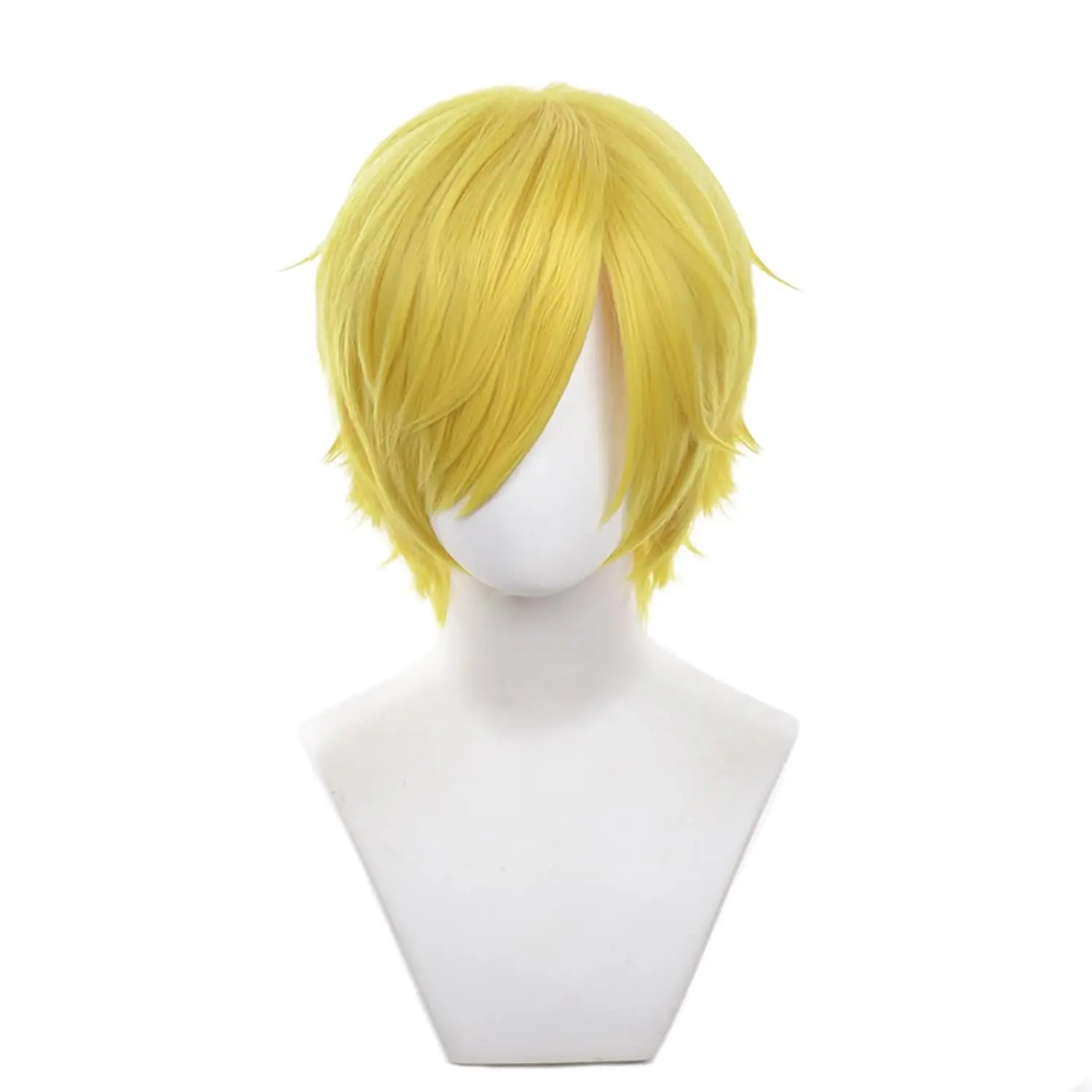 Short Yellow Cosplay Wig with Bangs Halloween Costume Party synthetic Wig for Men