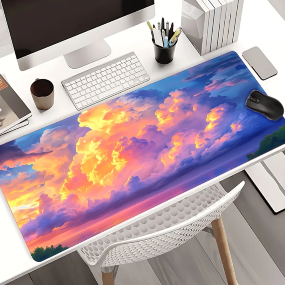 With the stunning sunset sky and colorful cloud patterns, a non-slip bottom, workstation decoration, and gaming accessories
