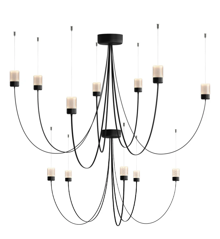 Chandelier For Living Room Staircase Loft Indoor Modern LED Long Cable Hanging Lamp Designer Gravity Chandelier Nordic Spider