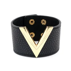 Europe Crack Leather Bracelet For Women Femme All-Match V Word Wide Punk Style Soft Jewellery Cool Wholesale