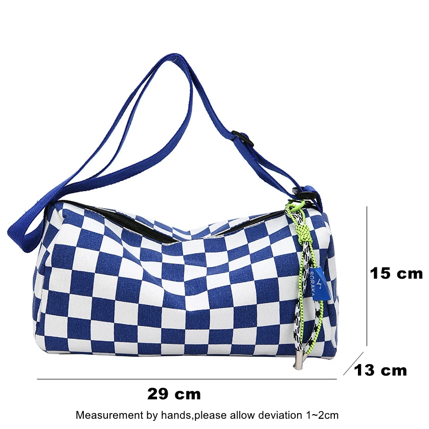 Plaid Shoulder Bag for Women Handbag CrossBorder Canvas Leisure  Fashion Bag Ladies Embroidered Han Female Pocket Purse