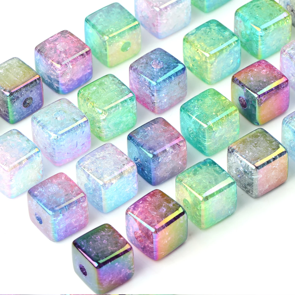 1.4cm Mixed Gradient Colors Cube Square Shape Acrylic Beads for Jewelry Making DIY Bag Key Chain Phone Chain Pen Ornament