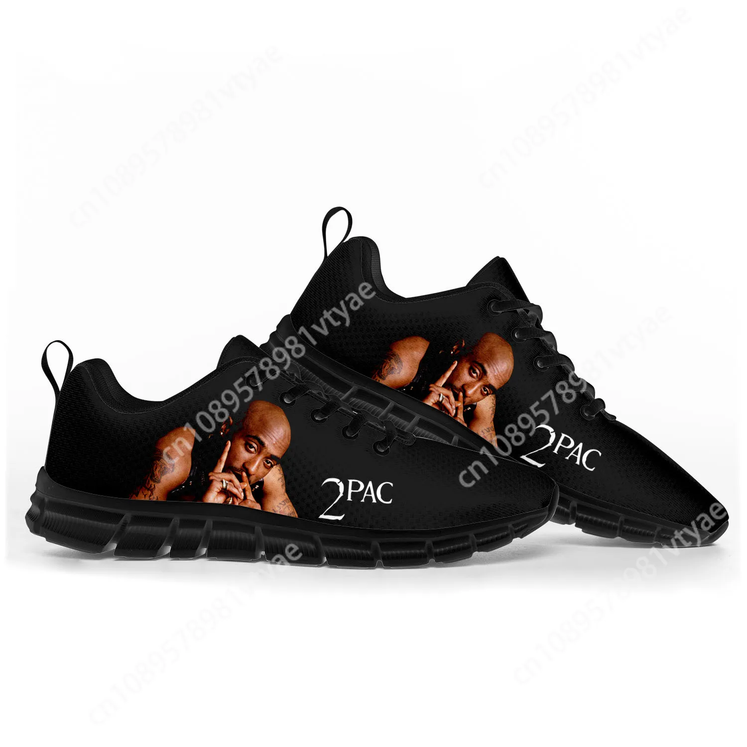 2Pac Hip Hop Rapper Tupac scarpe sportive uomo donna adolescente bambini bambini Sneakers personalizzate scarpe da coppia di alta qualità nere