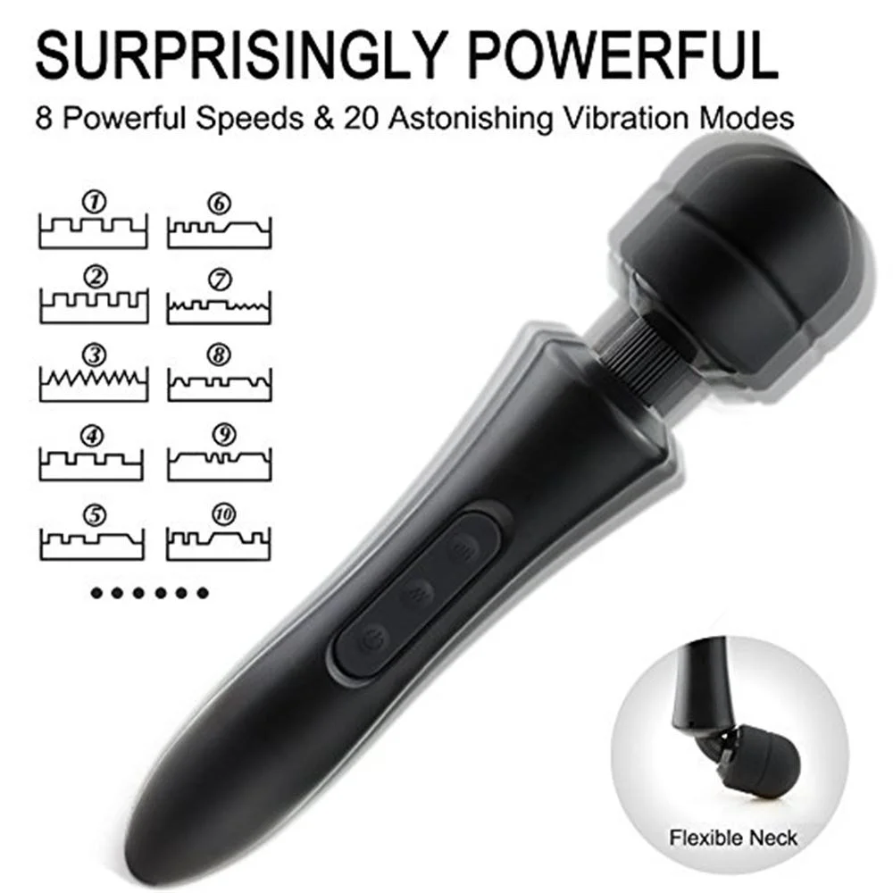 Strong vibration of massage stick 20 frequency 8-speed USB charging large massage stick silent waterproof silicone material