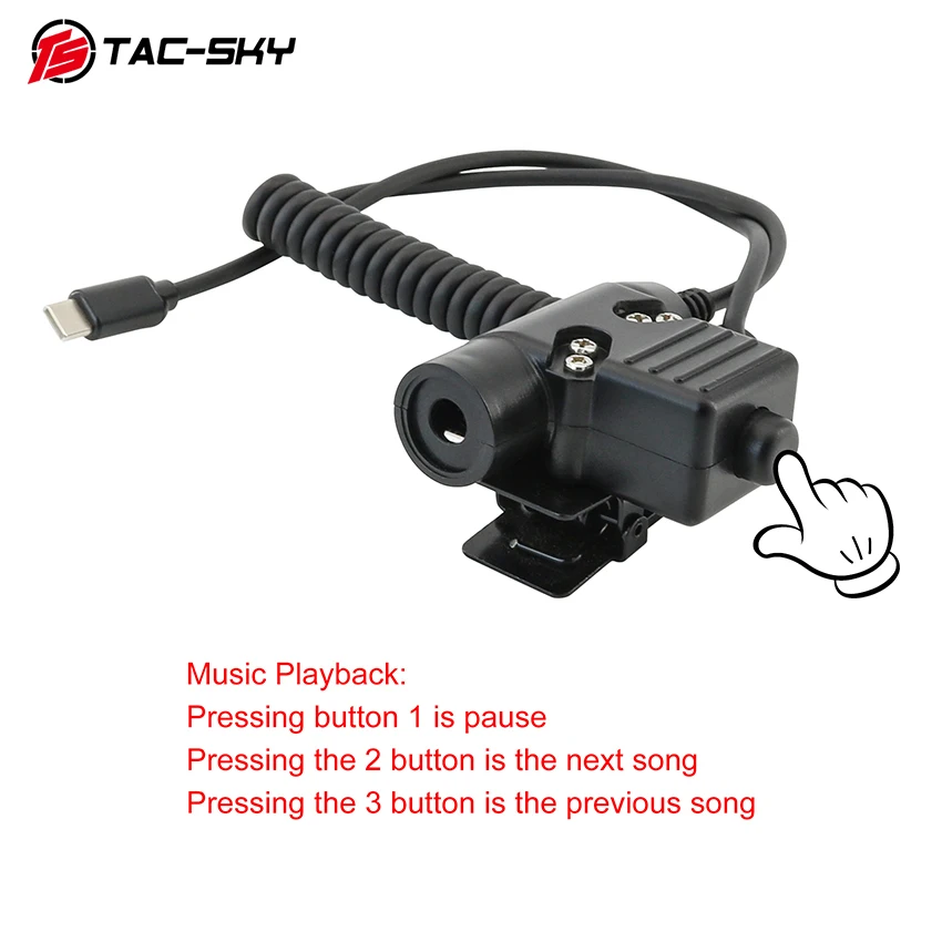 محول قابس TS TAC-SKY التكتيكي U94 PTT USB Type-C متوافق مع الهواتف المحمولة بمنفذ Samsung وXiaomi وHuawei وOPPO USB Type-C #6